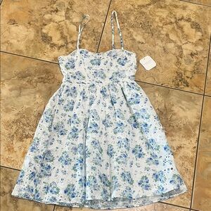 Altar'd State White and Blue Floral Eyelet Sundress